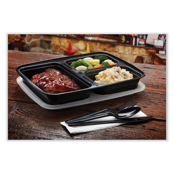 Pactiv Evergreen Newspring DELItainer Microwavable Container, 32 oz, 7.5 x 9.87 x 1.75, Black/Clear, Plastic, 150/Carton (PCTNC333B) Case of 150