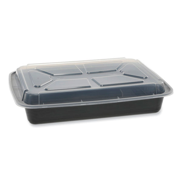 Pactiv Evergreen Newspring VERSAtainer Microwavable Containers, Rectangular, 58 oz, 8.5 x 11.5 x 2.5, Black/Clear, Plastic, 150/Carton (PCTNC989B) Case of 150