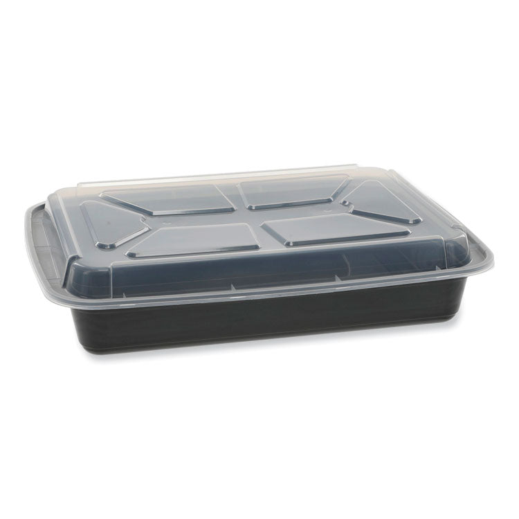 Pactiv Evergreen Newspring VERSAtainer Microwavable Containers, Rectangular, 58 oz, 8.5 x 11.5 x 2.5, Black/Clear, Plastic, 150/Carton (PCTNC989B) Case of 150
