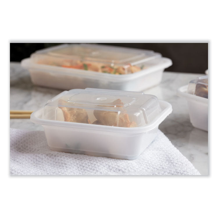 Pactiv Evergreen Newspring VERSAtainer Microwavable Containers, Rectangular, 12 oz, 4.5 x 5.5 x 2.12, White/Clear, Plastic, 150/Carton (PCTNC818) Case of 150