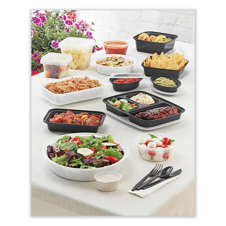 Pactiv Evergreen Newspring VERSAtainer Microwavable Containers, Oval, 8 oz, 5.7 x 4 x 1.45, Black/Clear, Plastic, 150/Carton (PCTOC08B) Case of 150
