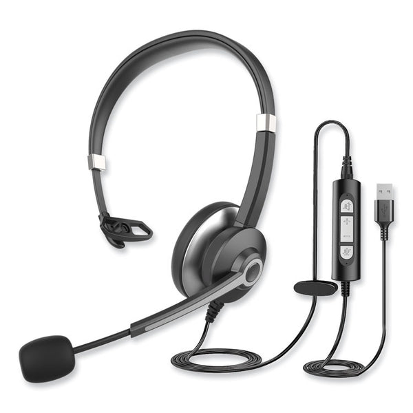 Innovera® IVR70001 Monaural Over The Head Headset, Black/Silver (IVR70001) Each