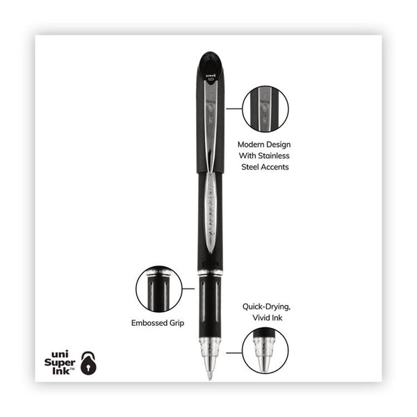 uniball® Jetstream Stick Hybrid Gel Pen, Bold 1 mm, Black Ink, Black/Silver Barrel (UBC33921)