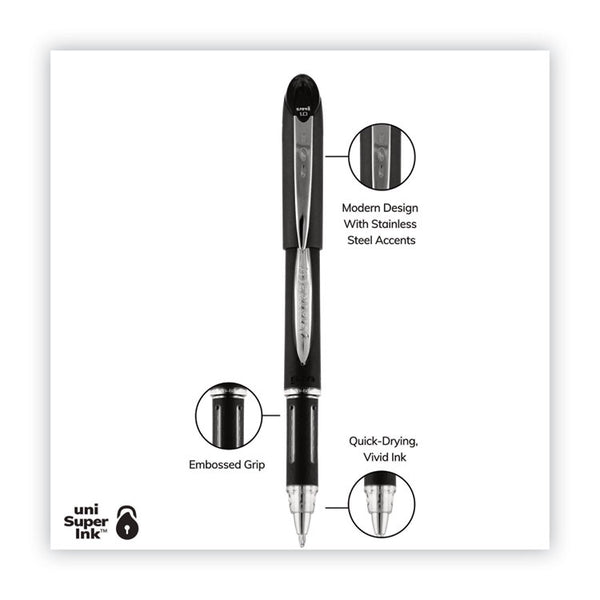 uniball® Jetstream Stick Hybrid Gel Pen, Bold 1 mm, Black Ink, Black/Silver Barrel (UBC33921) Each