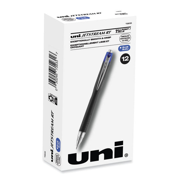 uniball® Jetstream Retractable Hybrid Gel Pen, Bold 1 mm, Blue Ink, Black/Silver/Blue Barrel (UBC73833)