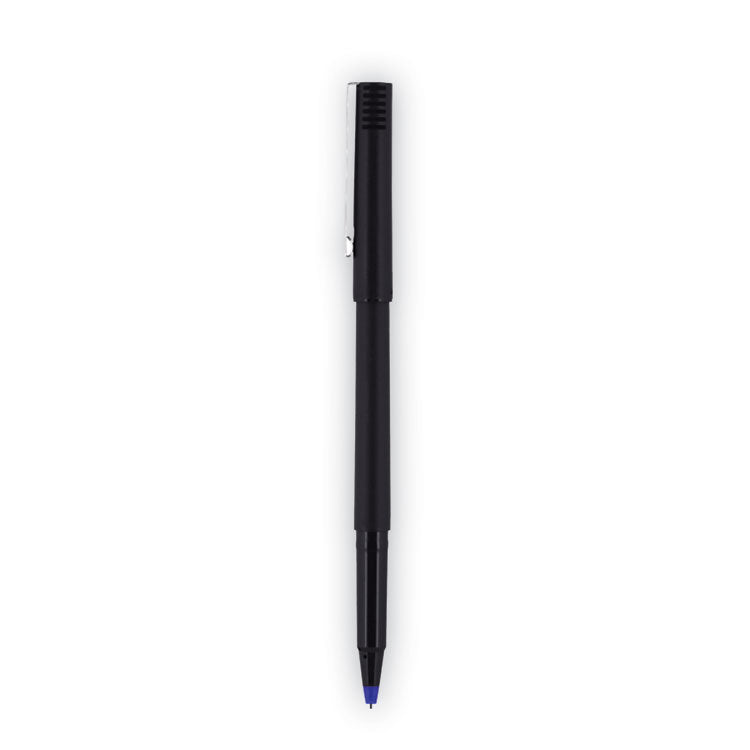 uniball® Roller Ball Pen, Stick, Extra-Fine 0.5 mm, Blue Ink, Black/Blue Barrel, Dozen (UBC60153) 1 Dozen