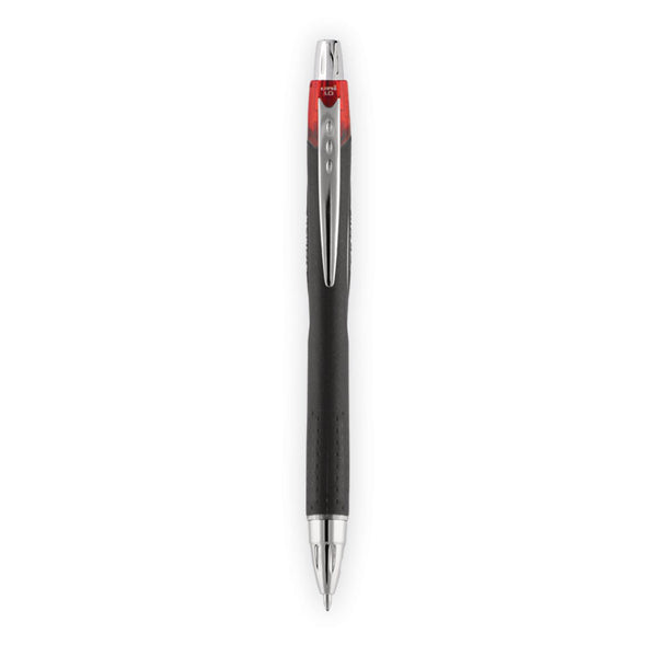uniball® Jetstream Retractable Hybrid Gel Pen, Bold 1 mm, Red Ink, Black/Silver/Red Barrel (UBC73834)