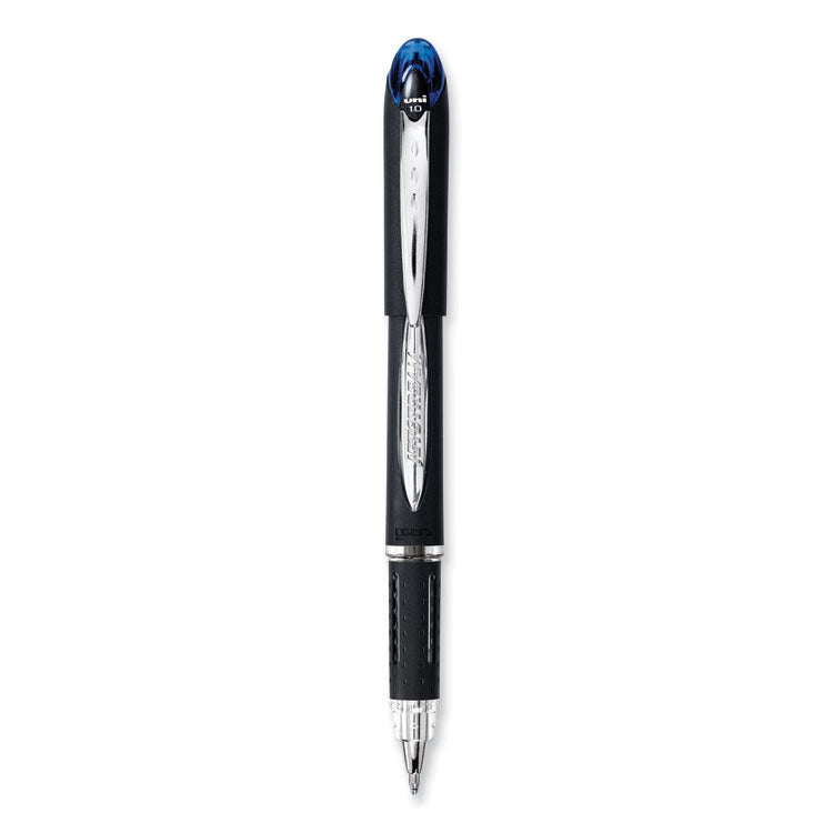 uniball® Jetstream Stick Hybrid Gel Pen, Bold 1 mm, Blue Ink, Black/Silver/Blue Barrel (UBC33922) Each