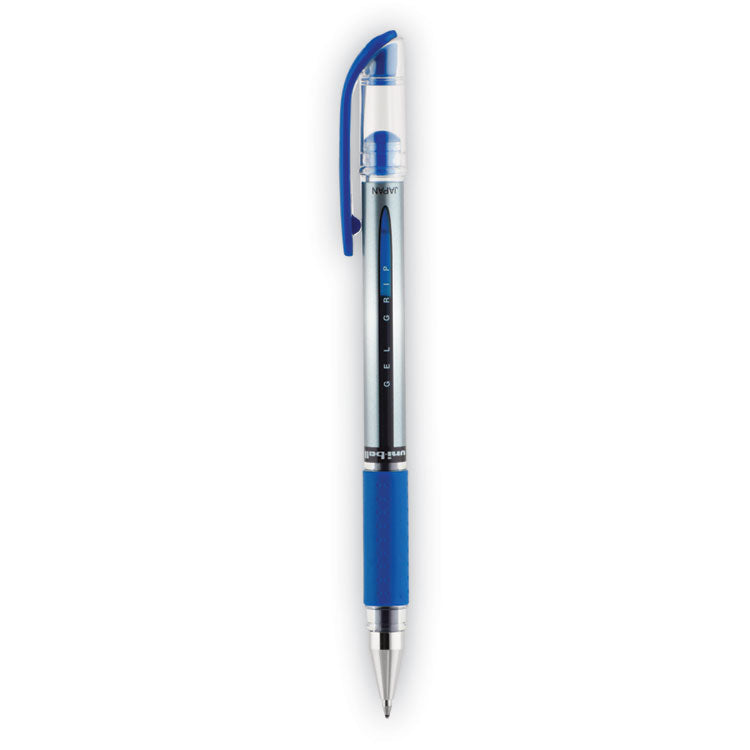 uniball® Signo GRIP Gel Pen, Stick, Medium 0.7 mm, Blue Ink, Clear/Blue/Silver Barrel, Dozen (UBC65451) 1 Dozen
