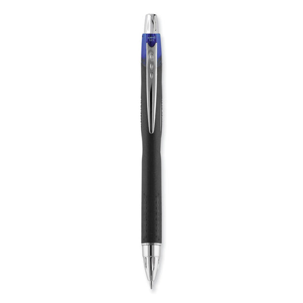 Jetstream Retractable Hybrid Gel Pen, Bold 1 mm, Blue Ink, Black/Silver/Blue Barrel, Dozen (UBC73833)