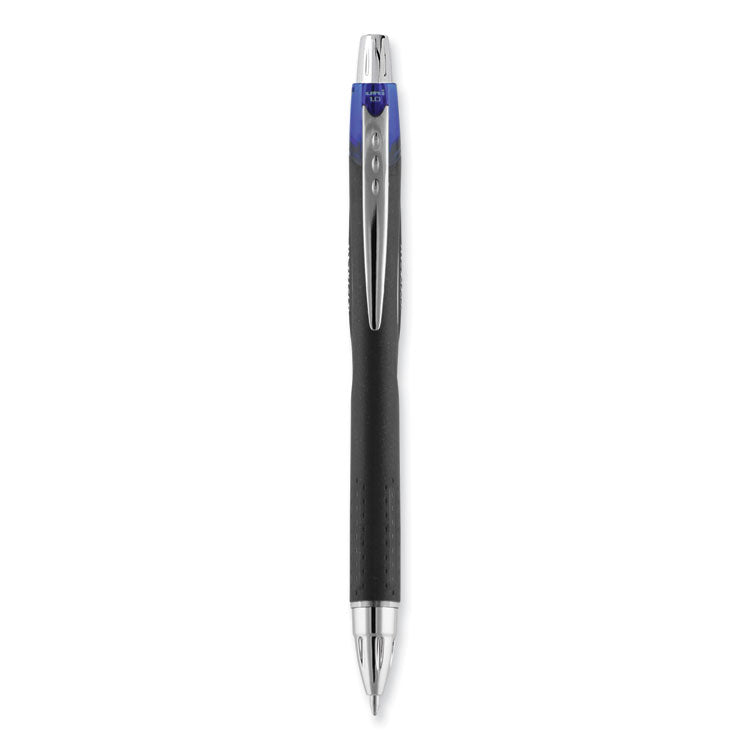 Jetstream Retractable Hybrid Gel Pen, Bold 1 mm, Blue Ink, Black/Silver/Blue Barrel, Dozen (UBC73833) 1 Dozen