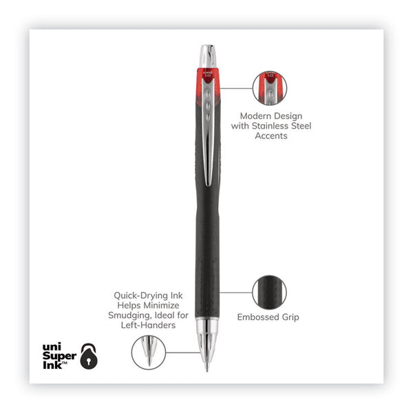 Jetstream Retractable Hybrid Gel Pen, Bold 1 mm, Red Ink, Black/Silver/Red Barrel, Dozen (UBC73834)