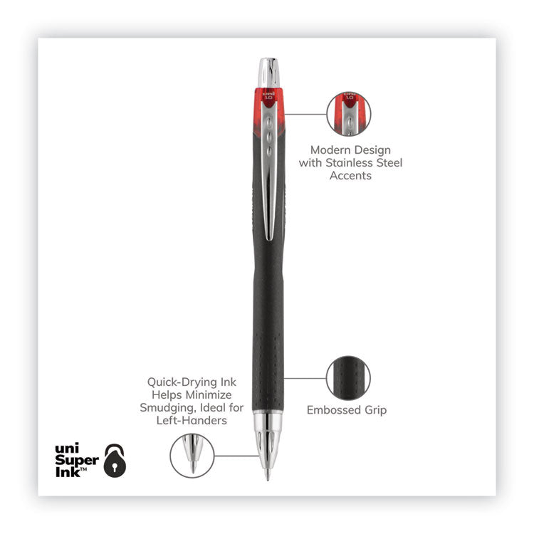 Jetstream Retractable Hybrid Gel Pen, Bold 1 mm, Red Ink, Black/Silver/Red Barrel, Dozen (UBC73834) 1 Dozen