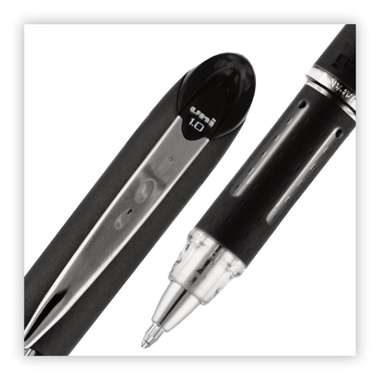 uniball® Jetstream Stick Hybrid Gel Pen, Bold 1 mm, Black Ink, Black/Silver Barrel (UBC33921) Each