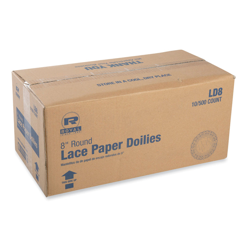 Lace Doilies, Round, 8", White, 5,000/Carton (RPPLD8) Case of 5000