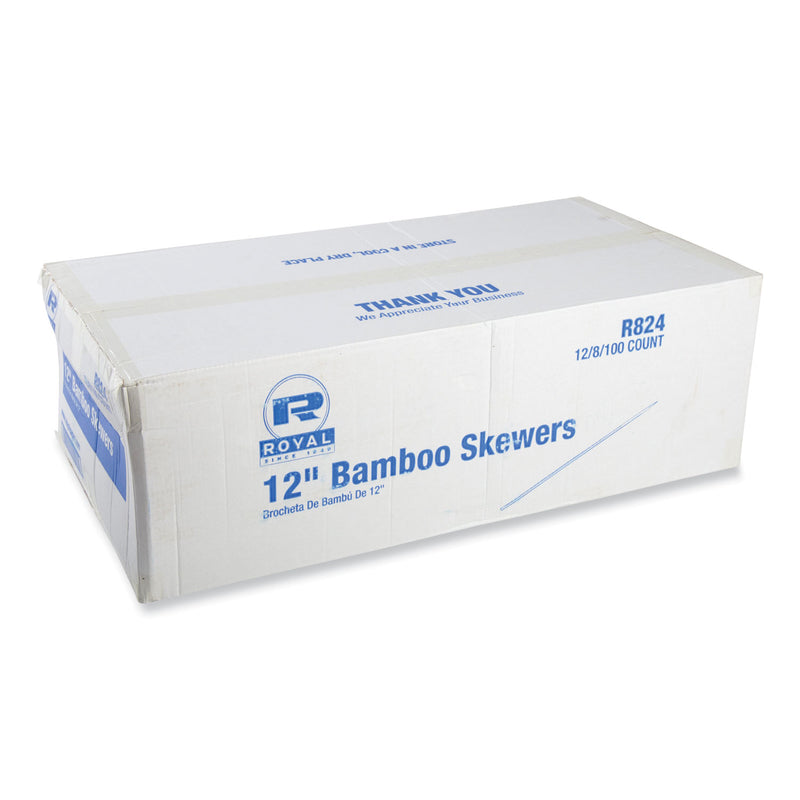 Bamboo Skewers, Paper, 12", Natural, 9,600/Carton (RPPR824) Case of 9600