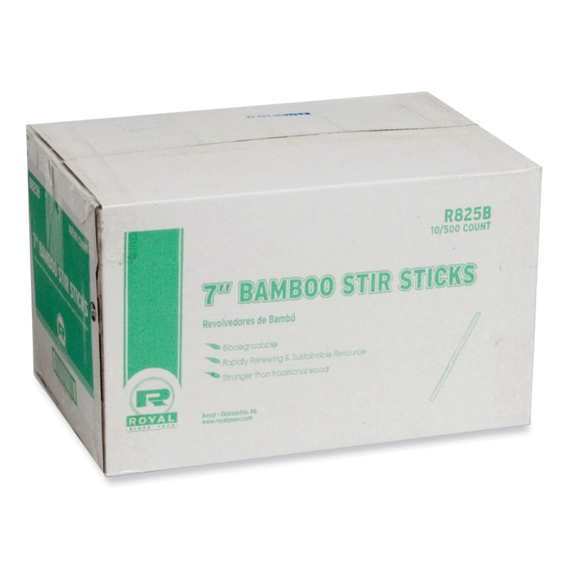 Bamboo Stir Sticks, 7" Natural, 5,000/Carton (RPPR825B) Case of 5000