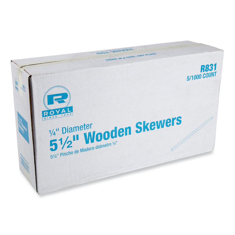 Wooden Skewers, 5.5", Natural, 1,000/Box, 5 Boxes/Carton (RPPR831) Case of 5000