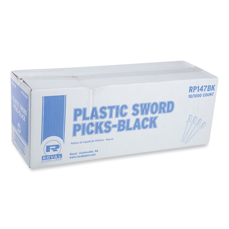 Sword Picks, Plastic, 6", Black, 1,000/Box, 10 Boxes/Carton (RPPRP147BK) Case of 10000