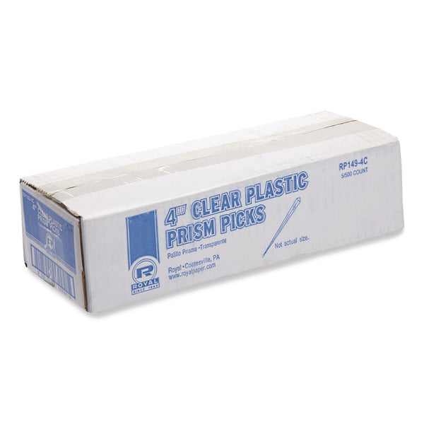 AmerCareRoyal Prism Picks, 4", Clear, 500/Box, 5 Boxes/Carton (RPPRP1494C) Case of 2500