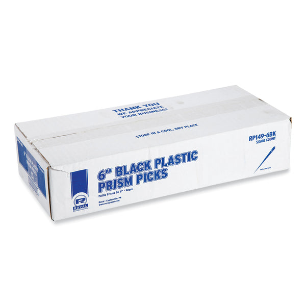 Prism Picks, Plastic, 6", Black, 500/Box, 5 Boxes/Carton (RPPRP1496BK) Case of 2500