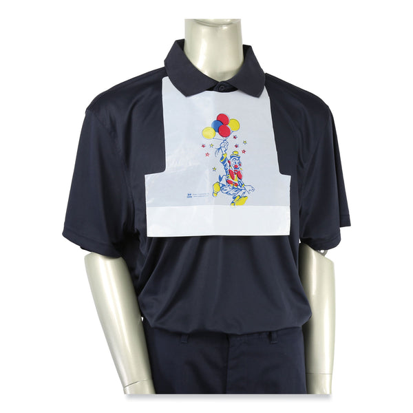 AmerCareRoyal® Poly Clown Bib, Children's, White, 500/Box, 5 Boxes/Carton (RPPCPB10) Case of 2500