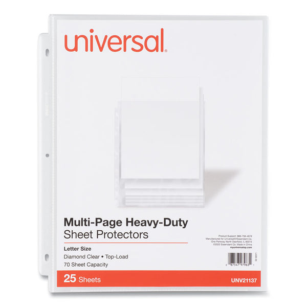 Universal® Top-Load Poly Sheet Protectors, Heavy Gauge, Letter Size, Clear, 25/Pack (UNV21137)