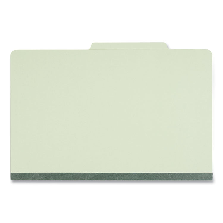 Universal® Four-Section Pressboard Classification Folders, 2" Expansion, 1 Divider, 4 Fasteners, Legal Size, Green Exterior, 10/Box (UNV10261) Each