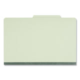 Universal® Eight-Section Pressboard Classification Folders, 3" Expansion, 3 Dividers, 8 Fasteners, Legal Size, Green Exterior, 10/Box (UNV10296)