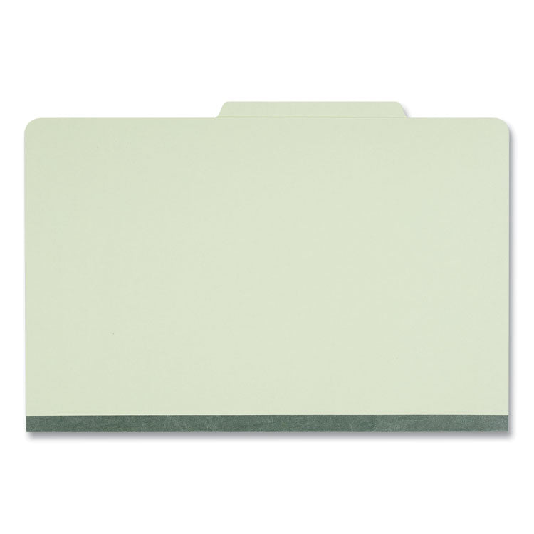 Universal® Eight-Section Pressboard Classification Folders, 3" Expansion, 3 Dividers, 8 Fasteners, Legal Size, Green Exterior, 10/Box (UNV10296)