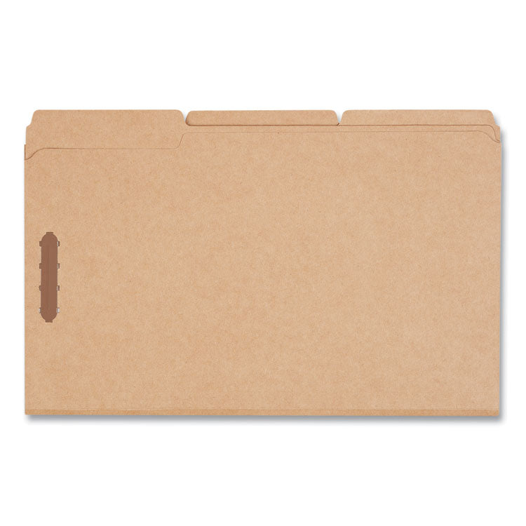 Universal® Reinforced Top Tab Fastener Folders, 0.75" Expansion, 2 Fasteners, Legal Size, Brown Kraft Exterior, 50/Box (UNV10412) Box of 50