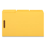 Universal® Deluxe Reinforced Top Tab Fastener Folders, 0.75" Expansion, 2 Fasteners, Legal Size, Yellow Exterior, 50/Box (UNV13528)