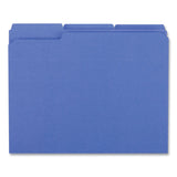 Universal® Reinforced Top-Tab File Folders, 1/3-Cut Tabs: Assorted, Letter Size, 1" Expansion, Blue, 100/Box (UNV16161) Box of 100