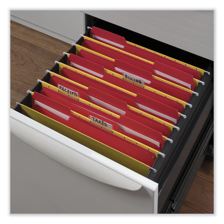 Universal® Reinforced Top-Tab File Folders, 1/3-Cut Tabs: Assorted, Letter Size, 1" Expansion, Red, 100/Box (UNV16163) Box of 100