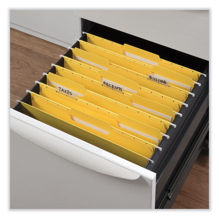 Universal® Reinforced Top-Tab File Folders, 1/3-Cut Tabs: Assorted, Letter Size, 1" Expansion, Yellow, 100/Box (UNV16164) Box of 100