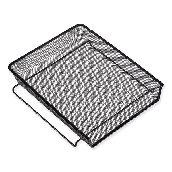 Universal® Deluxe Mesh Stacking Side Load Tray, 1 Section, Legal Size Files, 17" x 10.88" x 2.5", Black (UNV20012)