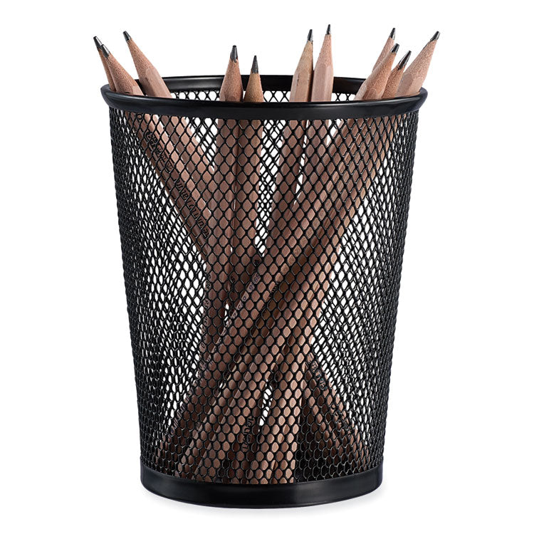 Universal® Jumbo Steel Mesh Pencil Cup, 4.38" Diameter x 5.38"h, Black (UNV20013) Each