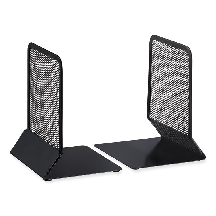 Universal® Metal Mesh Bookends, Nonskid, 5.38 x 5.38 x 6.75, Black, 1 Pair (UNV20025) 1 Pair