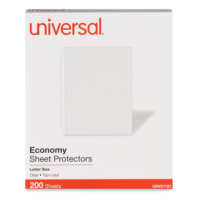 Universal® Standard Sheet Protector, Economy, 8.5 x 11, Clear, 200/Box (UNV21123)