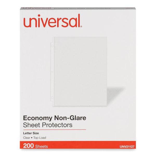 Universal® Top-Load Poly Sheet Protectors, Nonglare, Economy, Letter, 200/Box (UNV21127)