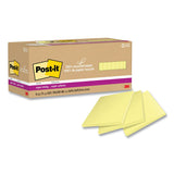 Post-it® Notes Super Sticky 100% Recycled Paper Super Sticky Notes, 3" x 3", Canary Yellow, 70 Sheets/Pad, 24 Pads/Pack (MMM654R24SSCYCP) Pack of 24