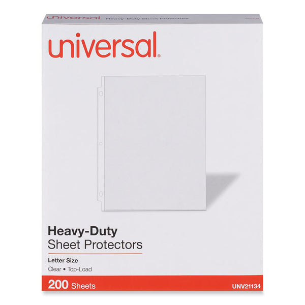 Universal® Top-Load Poly Sheet Protectors, Heavy Gauge, Letter Size, Clear, 200/Pack (UNV21134)