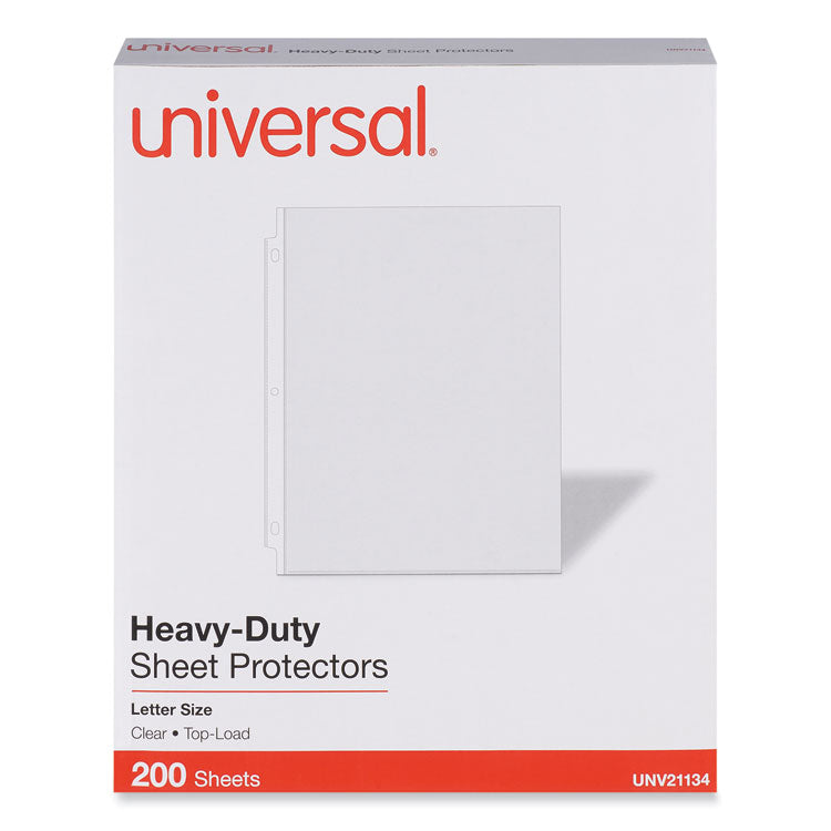 Universal® Top-Load Poly Sheet Protectors, Heavy Gauge, Letter Size, Clear, 200/Pack (UNV21134)