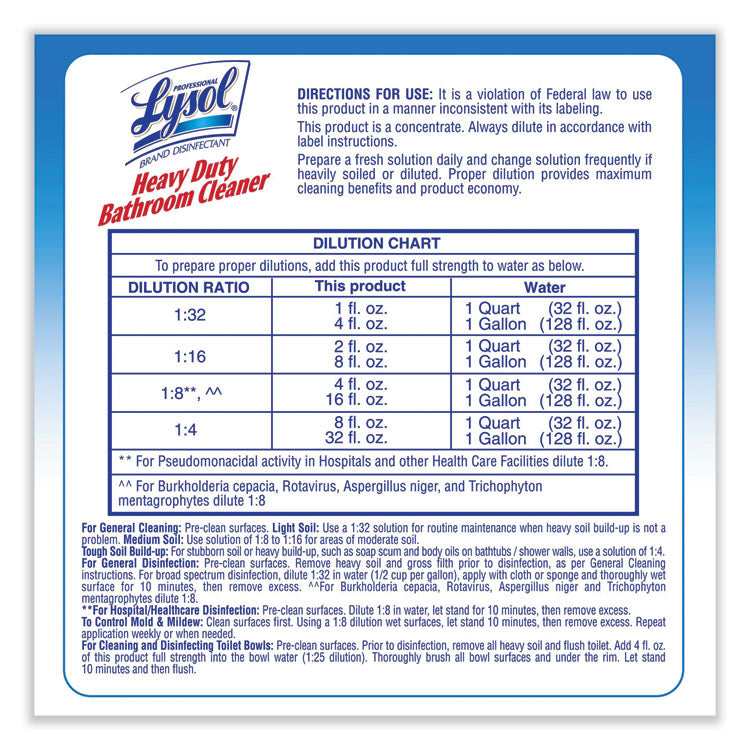 Professional LYSOL® Brand Disinfectant Heavy-Duty Bathroom Cleaner Concentrate, Lime, 1 gal Bottle (RAC94201EA) Each