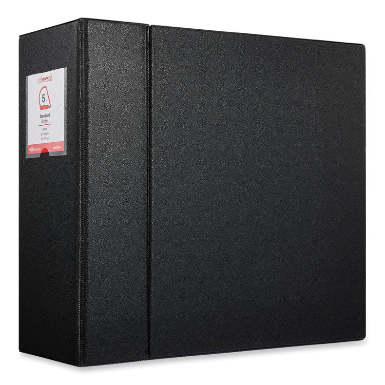 Universal® Deluxe Non-View D-Ring Binder with Label Holder, 3 Rings, 5" Capacity, 11 x 8.5, Black (UNV20714)