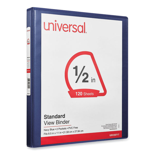 Universal® Slant D-Ring View Binder, 3 Rings, 0.5" Capacity, 11 x 8.5, Navy Blue (UNV20717)