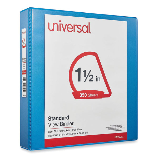 Universal® Slant D-Ring View Binder, 3 Rings, 1.5" Capacity, 11 x 8.5, Light Blue (UNV20723)