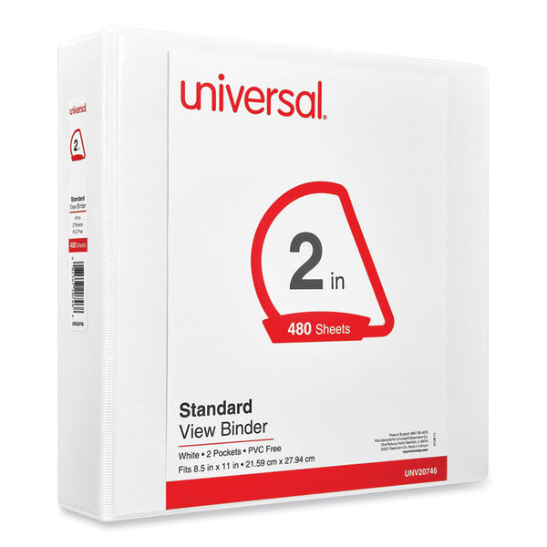 Universal® Slant D-Ring View Binder, 3 Rings, 2" Capacity, 11 x 8.5, White (UNV20746)