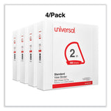 Universal® Slant D-Ring View Binder, 3 Rings, 2" Capacity, 11 x 8.5, White, 4/Pack (UNV20746PK)