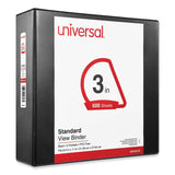 Universal® Slant D-Ring View Binder, 3 Rings, 3" Capacity, 11 x 8.5, Black (UNV20747)